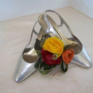 TALBOTS SILVER PIPPA KITTEN HEELS